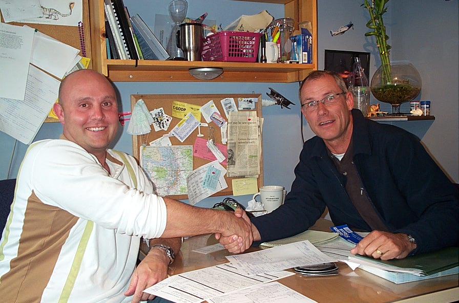 Rod Giesbrecht with Matt Edwards.  Langley Flying School.